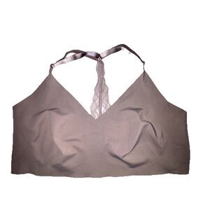 True and Co Women's Bra XL Racerback Lace Detail Seamless Beige Nude Stretch